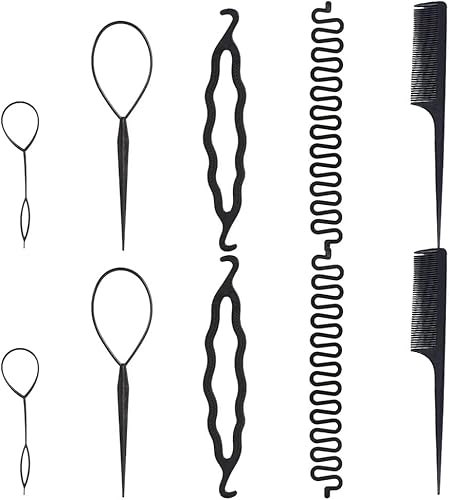 Haarstyling-Zubehör, Frisurenhilfe Set, 10PCS Haar Flechtwerkzeug, Haarknoten Braid Maker,Haar Zubehör Styling Set, DIY Style Mädchen Frauen Frisurenhilfe Band Spiral Flechten für Haarspangen von Mikiuly