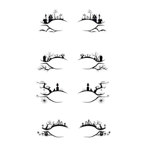 Halloween Eyeliner Aufkleber,Spinnen Eyeliner Aufkleber,Augen Tattoos,Spinnennetz Makeup Aufkleber,Augen Tattoos Spinnennetz,Make-up Eyeliner Aufkleber,Gruselige Halloween Eyeliner Aufkleber, 4 Paar von Mikiuly