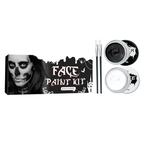 Halloween Schminke Schwarz Weiß, Kinderschminke Karnevals Make up Set, Faschingsschminke für Kinder Erwachsene Fasching Makeup, Halloween Vampir Zombie Skelett Clown Schminke Make Up von Mikiuly
