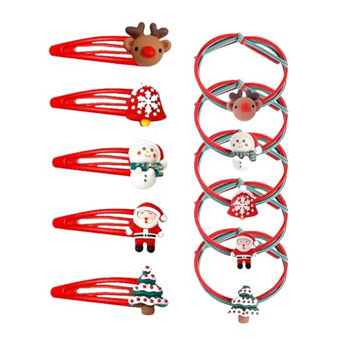 Kinder Haarschmuck Weihnachten, Haarschmuck Haarspangen Weihnachten, Haarspangen Weihnachten für kinder Mädchen Weihnachtsschmuck Weihnachtsgeschenke, 10 Stück von Mikiuly
