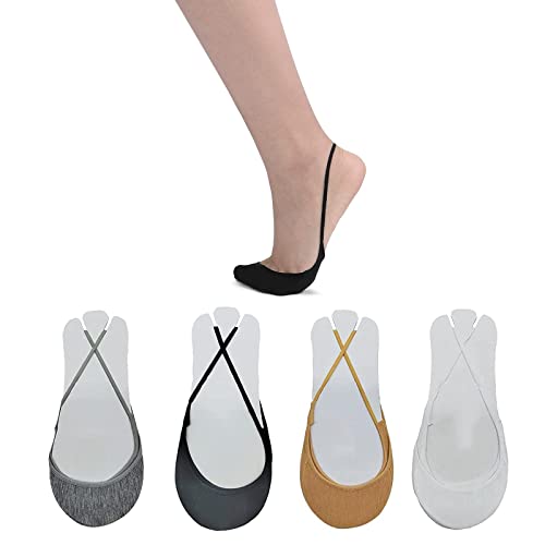 Mikiuly Damen Unsichtbare Socken, Unsichtbare Sneaker Socken Damen Füssling, Damen Füßlinge Unsichtbar Socken non Slip Ballerina Socken für Sneakers und Loafers, 4 Paar von Mikiuly