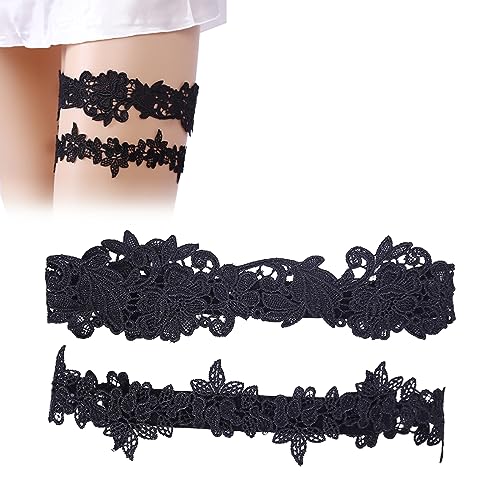 Mikiuly Strumpfband für Hochzeit, Wedding Braut Strumpfband, Strumpfband für Braut Strumpfband Spitze, für Brautaccessoires Braut Geschenk Garters, Schwarz von Mikiuly