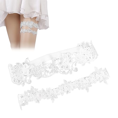 Mikiuly Strumpfband für Hochzeit, Wedding Braut Strumpfband, Strumpfband für Braut Strumpfband Spitze, für Brautaccessoires Braut Geschenk Garters, Weiss von Mikiuly