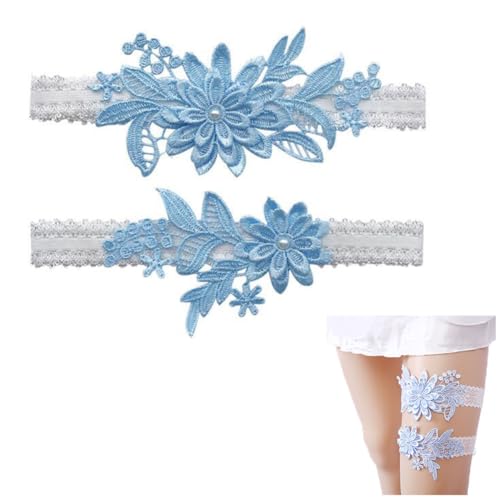 Mikiuly Strumpfband für Hochzeit, Wedding Braut Strumpfband, Strumpfband für Braut Strumpfband Spitze, für Brautaccessoires Braut Geschenk Garters, hellblau von Mikiuly