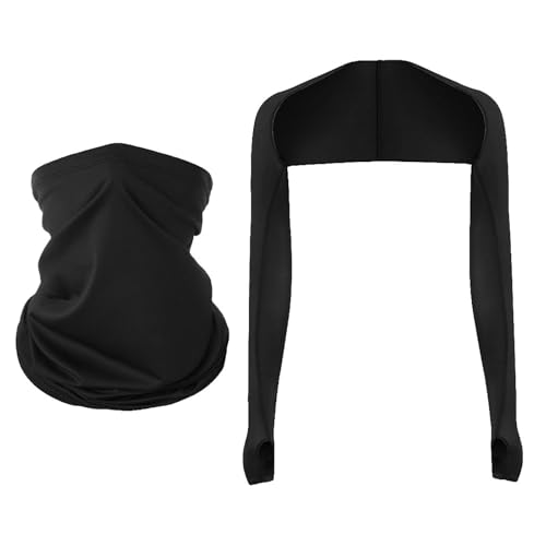 Mikiuly UV Schutz Bolero,Armmanschette Kühlschal, Armmanschettes Fingerlöcher Sonnencreme Cooler, Kühlschal Armmanschetten mit Handschuhe ärmel,Armstulpen Damen Arm mit Sonnenmaske UV-Schutz von Mikiuly