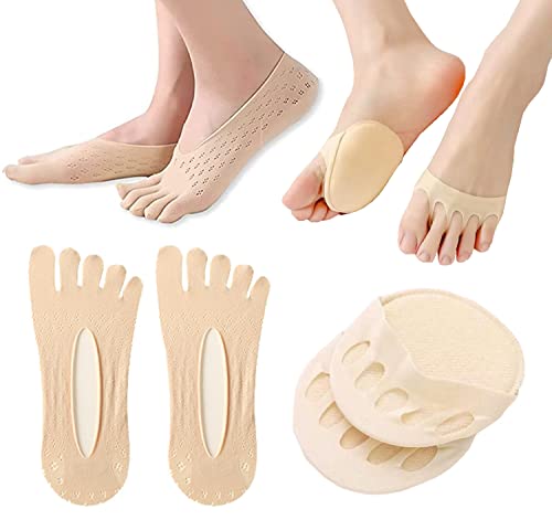 Zehensocken, Zehensocken Damen, Damen Sneaker Socken mit Zehen, Atmungsaktiv, Fünf Finger Socken aus Baumwolle, Damen Kurze Sneaker-Zehensocken für Sport und Freizeit, Hautfarbe von Mikiuly