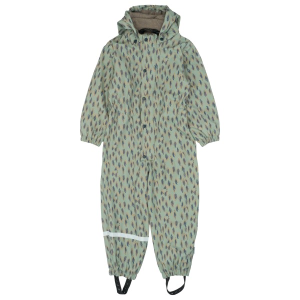 Mikk-Line - Kid's PU AOP Rain Suit with Fleece - Overall Gr 104 oliv/grau von Mikk-Line