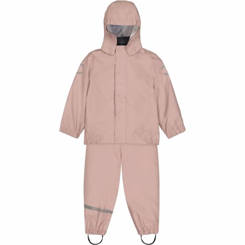 Mikk-line PU Zweiteiliger Regenset mit Trägern 92 Adobe Rose | Oeko-TEX Standard 100 | 100% recyceltem PU-Material | Für Jungen Und Mädchen | Regenhose und Regenjacke | Reflektierenden Details von Mikk-line