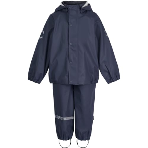 Mikk-line PU Zweiteiliger Regenset mit Trägern 104 Blue Nights | Oeko-TEX Standard 100 | 100% recyceltem PU-Material | Für Jungen Und Mädchen | Regenhose und Regenjacke | Reflektierenden Details von Mikk-line