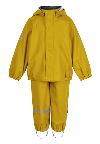 Mikk-line PU Zweiteiliger Regenset mit Trägern 104 Sunflower | OEKO-TEX Standard 100 | 100% recyceltem PU-Material | Für Jungen Und Mädchen | Regenhose und Regenjacke | Reflektierenden Details von Mikk-line