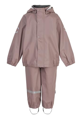 Mikk-line PU Zweiteiliger Regenset mit Trägern 116 Rose | OEKO-TEX Standard 100 | 100% recyceltem PU-Material | Für Jungen Und Mädchen | Regenhose und Regenjacke | Reflektierenden Details von Mikk-line