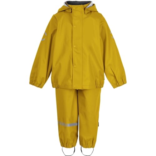 Mikk-line PU Zweiteiliger Regenset mit Trägern 122 Sunflower | OEKO-TEX Standard 100 | 100% recyceltem PU-Material | Für Jungen Und Mädchen | Regenhose und Regenjacke | Reflektierenden Details von Mikk-line