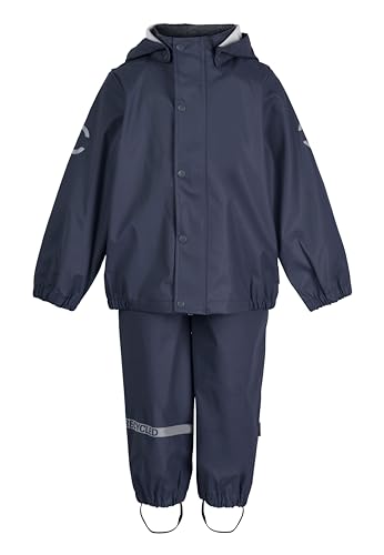 Mikk-line PU Zweiteiliger Regenset mit Trägern 92 Blue Nights | OEKO-TEX Standard 100 | 100% recyceltem PU-Material | Für Jungen Und Mädchen | Regenhose und Regenjacke | Reflektierenden Details von Mikk-line