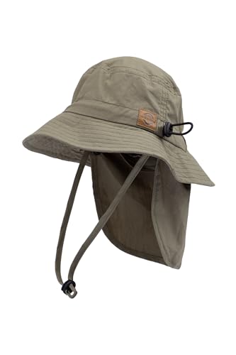 Mikk-line Sonnenhut Baby mit Nackenschutz 47 | Weitkrempiger Boonie-Hut | Atmungsaktive UV-Schutz-Kappe mit Kinnriemen & Belüftung | Faltbarer Reisehut für Wandern & Angeln von Mikk-line