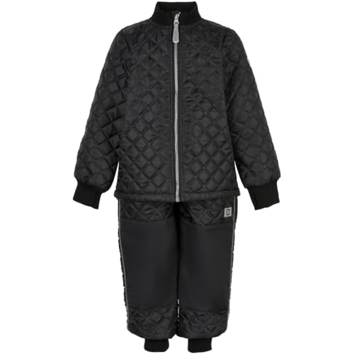 Mikk-line Thermo Set | Thermoanzug Kinder 110 | Thermo Jacke Und Thermo Hose Black | Thermo Anzug Für Mädchen Und Jungen | Windabweisend und Wasserabweisend Winterjacke Kinder von Mikk-line