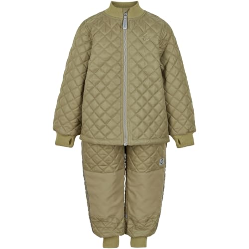 Mikk-line Thermo Set | Thermoanzug Kinder 110 | Thermo Jacke Und Thermo Hose Olive Gray | Thermo Anzug Für Mädchen Und Jungen | Windabweisend und Wasserabweisend Winterjacke Kinder von Mikk-line