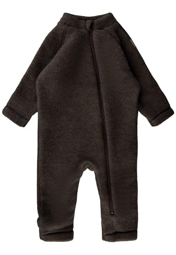 Mikk-line WALKOVERALL 86 Dark Brown Melange | Wollwalk Overall für Baby und Kleinkind | Schlafanzug Aus Wolle | 95% Wolle - 100% Mulesingfrei Merinowolle | Ohne Füße von Mikk-line