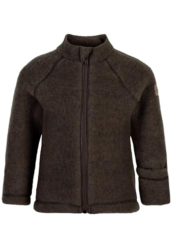 Mikk-line Walkjacke 56 Brown | Oeko-TEX Standard 100 | Babyjacke mit Reißverschluss für Baby und Kinder | 95% Wolle - 100% mulesingfrei Merinowolle | Für Mädchen und Jungen | Umkehrbare Bündchen von Mikk-line