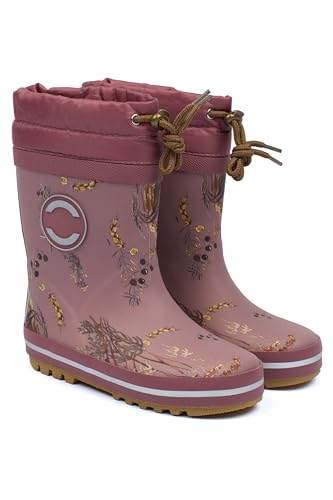 Mikk-line Warm Gefütterte Gummistiefel Kinder 29 Rose | Wasserdicht Regenstiefel für Jungen und Mädchen | Winddicht Thermo Gummistiefel | Regenschuhe Mit Reflektiernde Details von Mikk-line