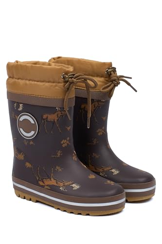 Mikk-line Warm Gefütterte Gummistiefel Kinder 38 Molé | Wasserdicht Regenstiefel für Jungen und Mädchen | Winddicht Thermo Gummistiefel | Regenschuhe Mit Reflektiernde Details von Mikk-line