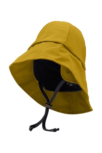 Mikk-line Wasserdichter Regenhut für Kinder | Regenmütze Kinder mit UV-Schutz & Kinnriemen | Winddichte und Wasserdichter Hut für Jungen und Mädchen | Gelb Outdoor-Hut für Herbst & Winter von Mikk-line