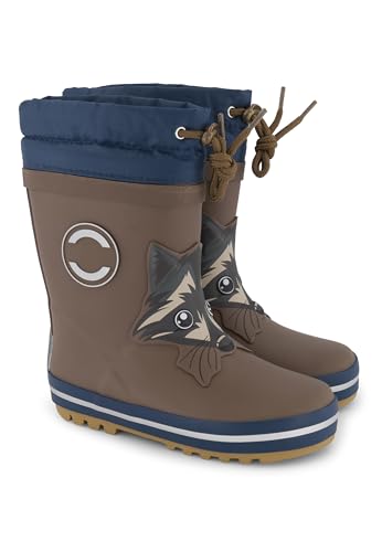Mikk-line Warm Gefütterte Gummistiefel Kinder 19 Chocolate Chip | Wasserdicht Regenstiefel für Jungen und Mädchen | Winddicht Thermo Gummistiefel | Regenschuhe Mit Reflektiernde Details von Mikk-line