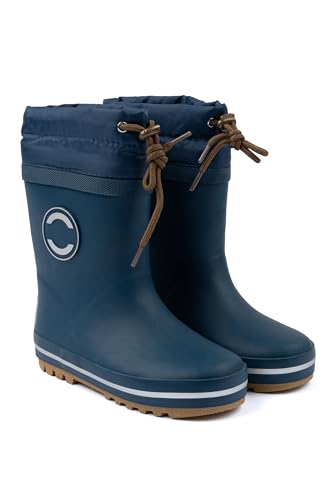 Mikk-line Warm Gefütterte Gummistiefel Kinder 29 Orion Blue | Wasserdicht Regenstiefel für Jungen und Mädchen | Winddicht Thermo Gummistiefel | Regenschuhe Mit Reflektiernde Details von Mikk-line