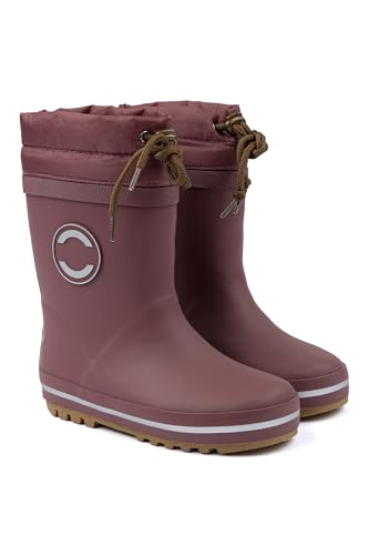 Mikk-line Warm Gefütterte Gummistiefel Kinder 29 Rose Brown | Wasserdicht Regenstiefel für Jungen und Mädchen | Winddicht Thermo Gummistiefel | Regenschuhe Mit Reflektiernde Details von Mikk-line