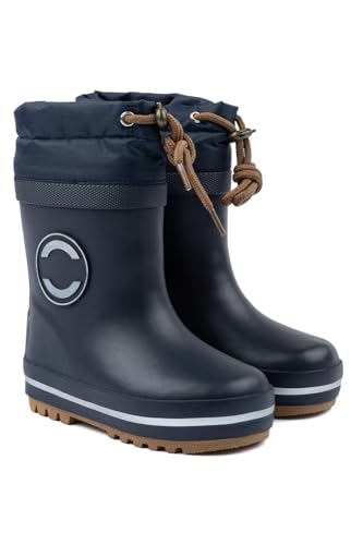 Mikk-line Warm Gefütterte Gummistiefel Kinder 37 Blue Nights | Wasserdicht Regenstiefel für Jungen und Mädchen | Winddicht Thermo Gummistiefel | Regenschuhe Mit Reflektiernde Details von Mikk-line