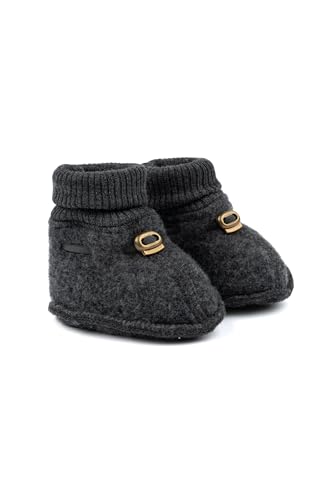 Mikk-line Woll-Babysocken Anthracite Melang 50/56 | OEKO-TEX Standard 100 | Krabbelschuhe Baby in Wool Und Polyster Für Mädchen und Jungen | Hausschuhe Kinder | Lauflernschuhe Baby von Mikk-line