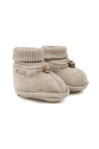 Mikk-line Woll-Babysocken Melange Offwhite 50/56 | OEKO-TEX Standard 100 | Krabbelschuhe Baby in Wool Und Polyster Für Mädchen und Jungen | Hausschuhe Kinder | Lauflernschuhe Baby von Mikk-line