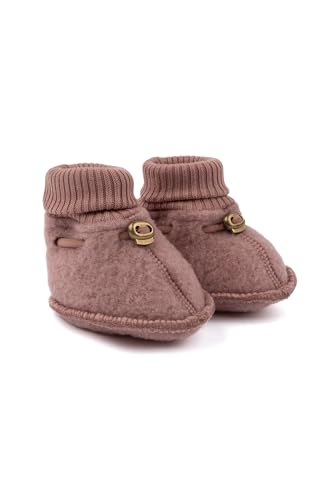 Mikk-line Woll Hausschuhe Kinder 86/92 Burlwood | Krabbelschuhe Baby in Wool Und Polyster Für Mädchen und Jungen | Woll-Babysocken | Lauflernschuhe Baby | Babyschuhe 0-6 Monate von Mikk-line