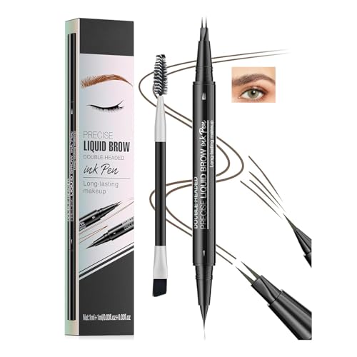 2-in-1 Wasserdichter gebogener Augenbrauenstift und Pinsel, Dual-Ended Brow Definer mit Mikro-Gabelspitze und Präzisionspinsel, langanhaltende, natürlich aussehende Augenbrauen, einfach zu bedienendes von Mikloven