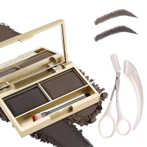 2 in 1 Wasserdichtes Augenbrauenpuder Kit mit Spiegel & Pinsel - Wischfest Lang Anhaltende Brow & Lidschatten Palette mit Rasierer und Schere - Dunkelbraun & Tan 2 in 1 Wasserdichtes Augenbrauenpuder Kit mit Spiegel & Pinsel - Wischfest Lang Anhaltende Brow & Lidschatten Palette mit Rasierer und Schere - Dunkelbraun & Tan von Mikloven