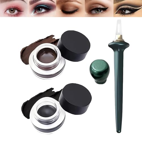 3-teiliges wasserdichtes Eyeliner-Make-up-Set mit 2 Gel-Eyelinern (schwarz und braun) und Eyeliner-Führungsstab, präzise und einfache Anwendung, langanhaltende, wischfeste Formel, weicher von Mikloven