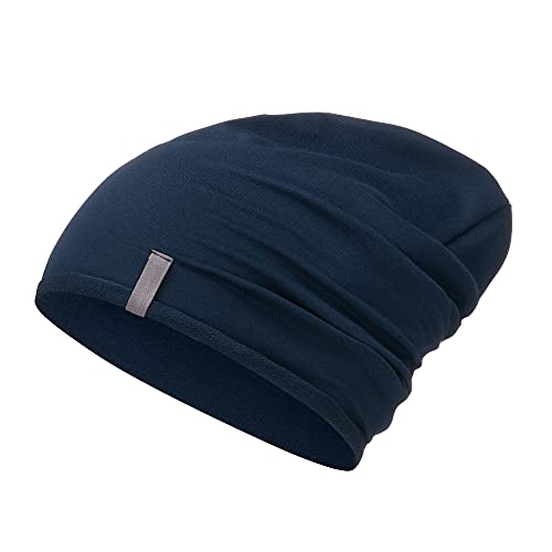 Mikos* Damen Mütze Bamboo Sommer Frühling Soft Beanie für Damen Herren Kind Mädchen Jungen Sommer Dünne Leichte Atmungsaktiv Long Slouch Beanie Chemo Kopfbedeckung(700) (Blau, S-M) von Mikos