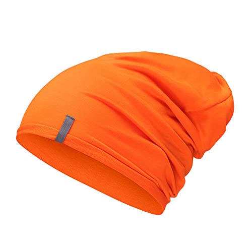 Mikos* Damen Mütze Bamboo Sommer Frühling Soft Beanie für Damen Herren Kind Mädchen Jungen Sommer Dünne Leichte Atmungsaktiv Long Slouch Beanie Chemo Kopfbedeckung(700) (Orange, S-M) von Mikos