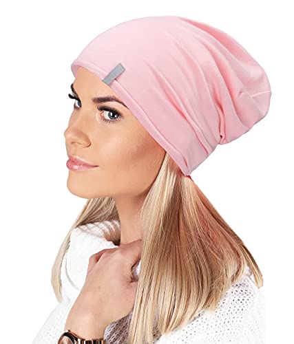 Mikos* Damen Mütze Bamboo Sommer Frühling Soft Beanie für Damen Herren Kind Mädchen Jungen Sommer Dünne Leichte Atmungsaktiv Long Slouch Beanie Chemo Kopfbedeckung(700) (Rosa, S-M) von Mikos