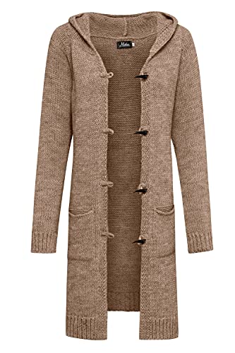 Mikos* Damen Cardigan Herbst Frühling Pullover Lange Strickjacke Winter Frauen Lang Mantel Strickcardigan || Long Lang Pulli mit Kapuze und Taschen 36 38 40 42 S M L XL (905) von Mikos