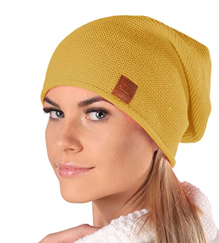 Mikos* Beanie für Damen | Frühling Mütze für Damen in Senfgelb | Long Slouch Beanie | Mütze mit hohem Tragecomfort |699 (Curry) von Mikos