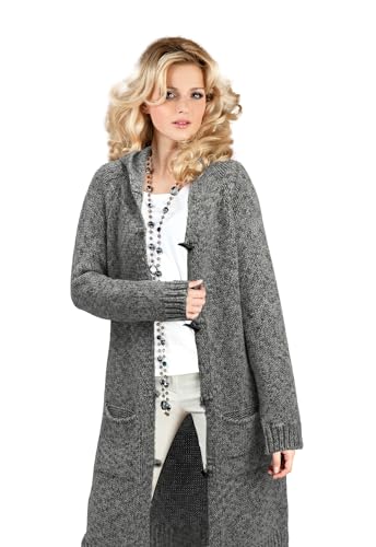 Mikos* Damen Cardigan Herbst Frühling Pullover Lange Strickjacke Winter Frauen Lang Mantel Strickcardigan || Long Lang Pulli mit Kapuze und Taschen 36 38 40 42 S M L XL (905) von Mikos