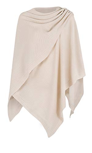 Mikos* Damen Poncho Strick Strickpullover Eleganter Pulli Long Mantel Herbst Winter Viele Farben Eine Größe (991) (Beige) von Mikos