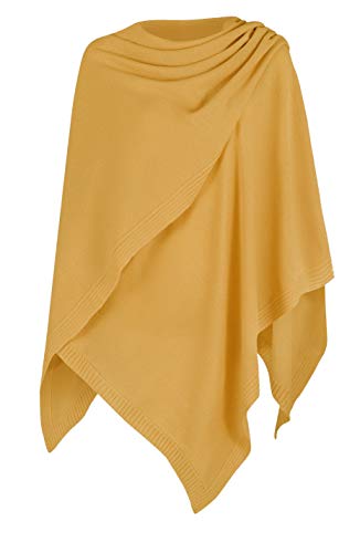 Mikos* Damen Poncho Strick Strickpullover Eleganter Pulli Long Mantel Herbst Winter Viele Farben Eine Größe (991) (Curry) von Mikos