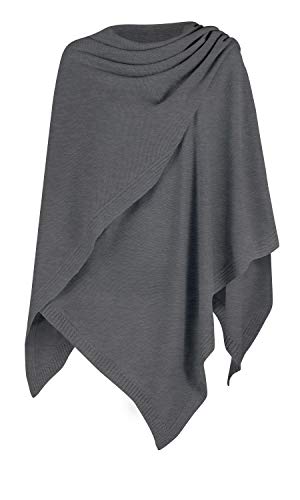 Mikos* Damen Poncho Strick Strickpullover Eleganter Pulli Long Mantel Herbst Winter Viele Farben Eine Größe (991) (Graphite) von Mikos