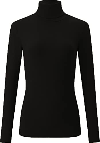 Mikos* Damen Pullover Baumwolle Leichter Rollkragenpullover Herbst Winter Slim Fit Klassischer Rollkragen Langarm (705) (as3, Alpha, x_l, Regular, Regular, Schwarz) von Mikos