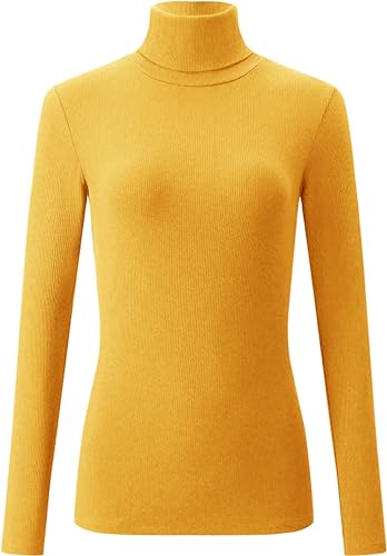 Mikos* Damen Pullover Baumwolle Leichter Rollkragenpullover Herbst Winter Slimfit Klassischer Schnitt Schwarz Grau S M 36 38 (DE/NL/SE/PL, Alphanumerisch, L, Regular, Regular, Senfgelb) von Mikos