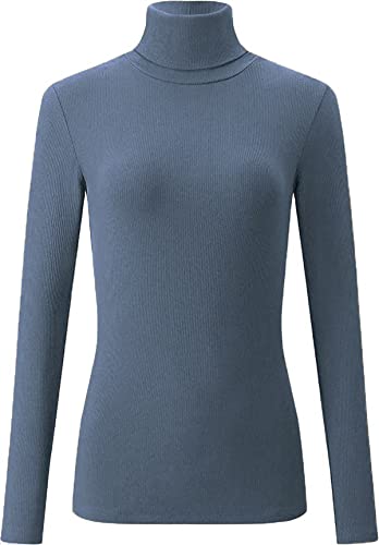 Mikos* Damen Pullover Baumwolle Leichter Rollkragenpullover Herbst Winter Slimfit Klassischer Schnitt Schwarz Grau S M 36 38 (DE/NL/SE/PL, Alphanumerisch, XL, Regular, Regular, Blau) von Mikos