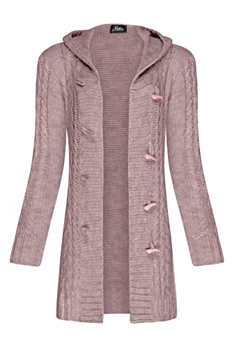 Mikos* Damen Strickjacke Warm WolleCardigan Winter Herbst Langarm Strickmantel mit Kapuze (951) (Mokka, L) von Mikos