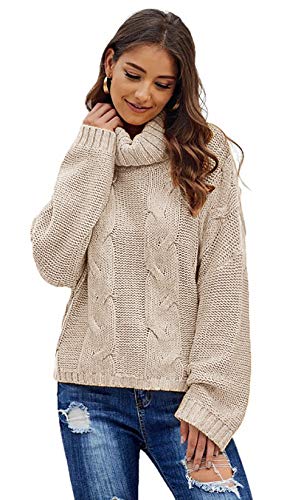 Mikos* Elegant Rollkragenpullover Strickpullover Damen Winterpullover II Oversize Strickpulli II Lässig Sweater 36 38 40 (692) (Beige) von Mikos