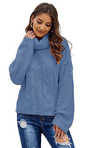 Mikos* Elegant Rollkragenpullover Strickpullover Damen Winterpullover II Oversize Strickpulli II Lässig Sweater 36 38 40 (692) (Jeans) von Mikos